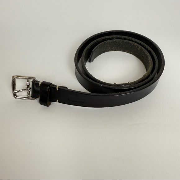 Coach Black Leather Belt with Silver Buckle